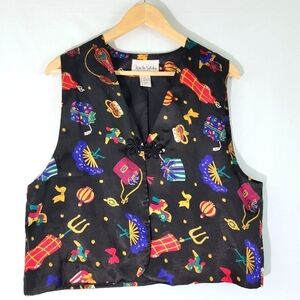 VTG Diane Von Furstenberg Men's Holiday Christmas Print Vest Sz M